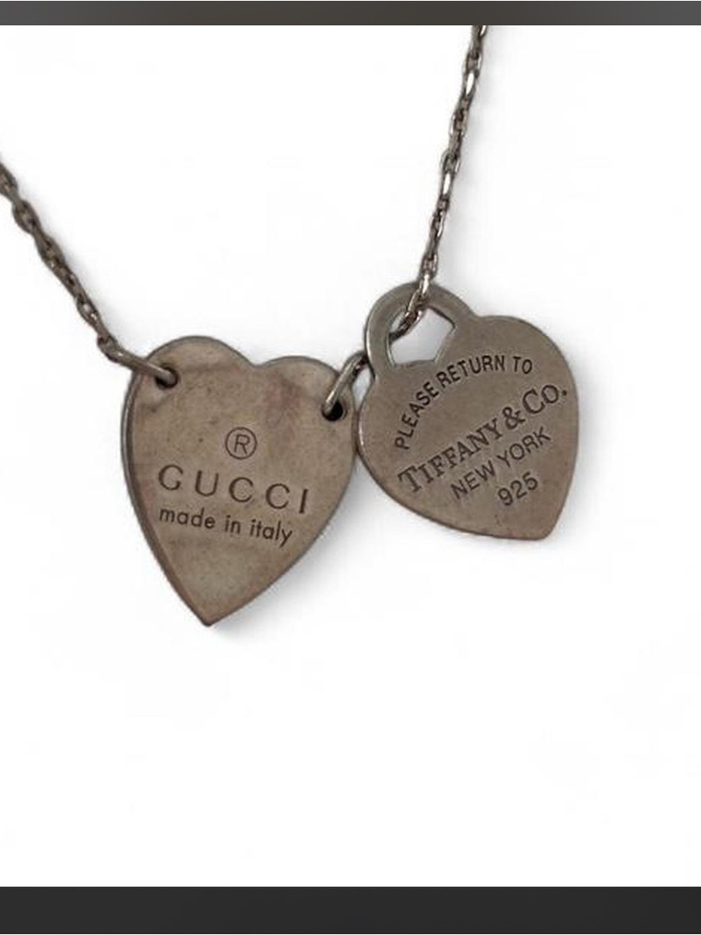 Gucci Heart Tag Necklace in Silver Tone WITH TIFFANT AND CO HEART TAG + BOXES